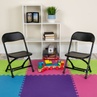 Flash Furniture 2-Y-KID-BK-GG 2 Pk. Kids Black Plastic Folding Chair